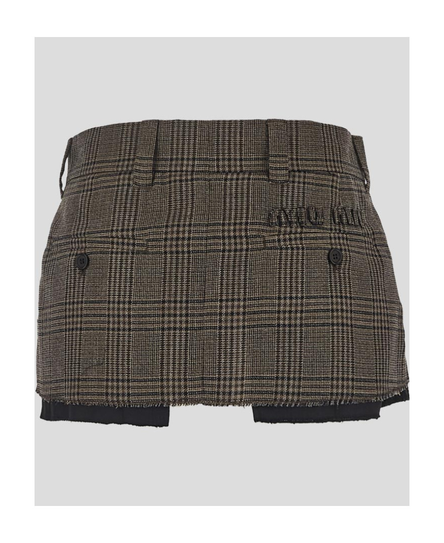 Miu Miu Plaid Skirt In Black