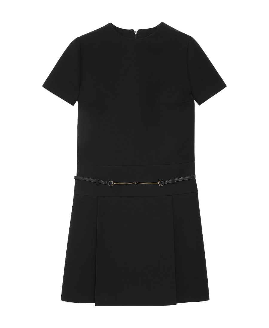 Gucci Horsebit-detail Wool Minidress In Black