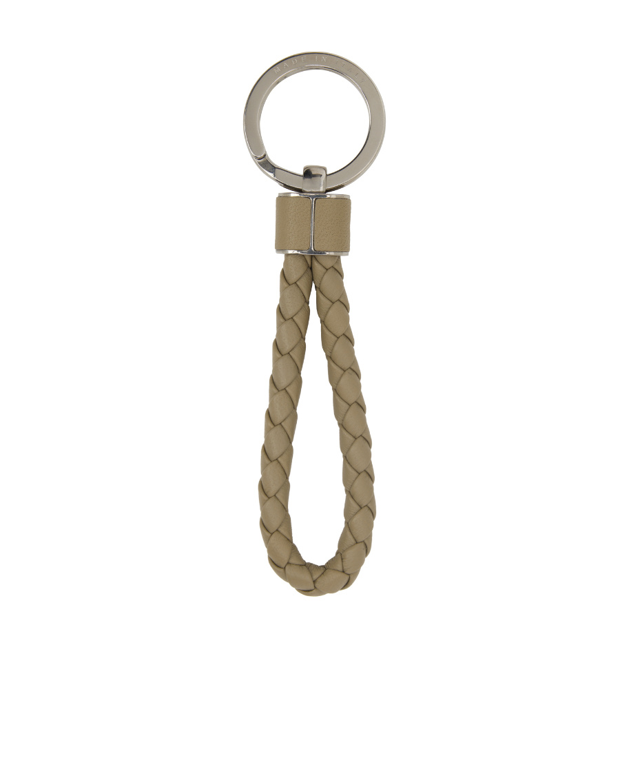 Bottega Veneta Intrecciato Key Ring In Gray