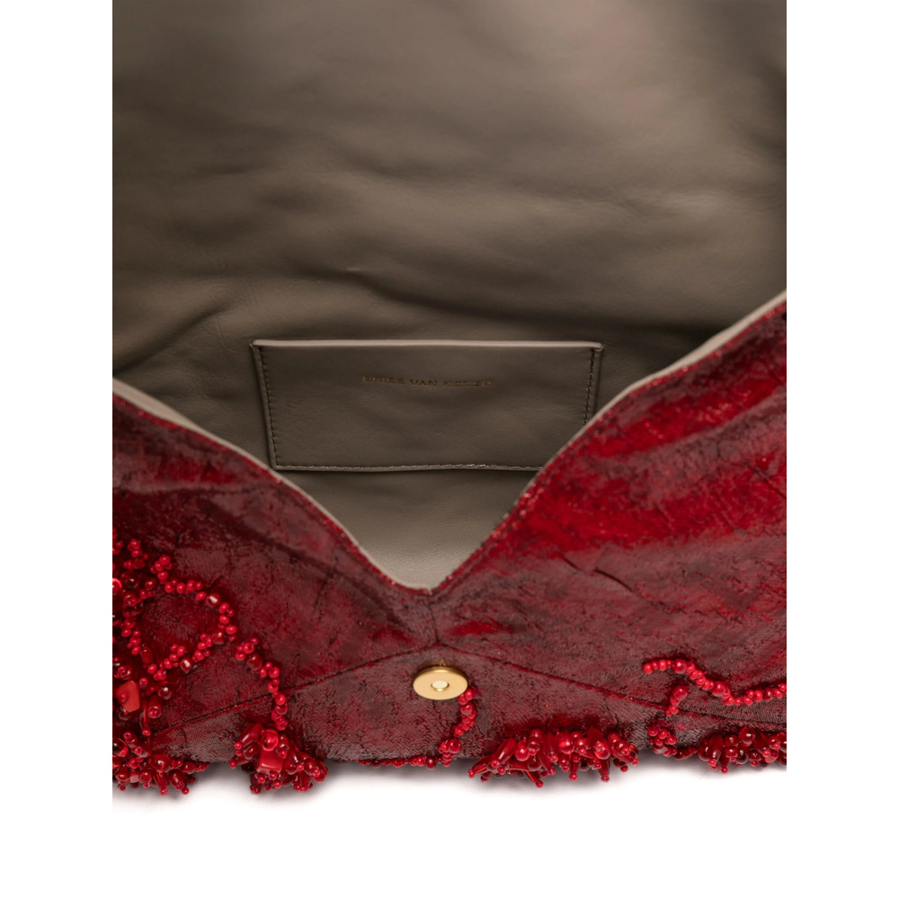Dries Van Noten Flap Clutch In Scarlet