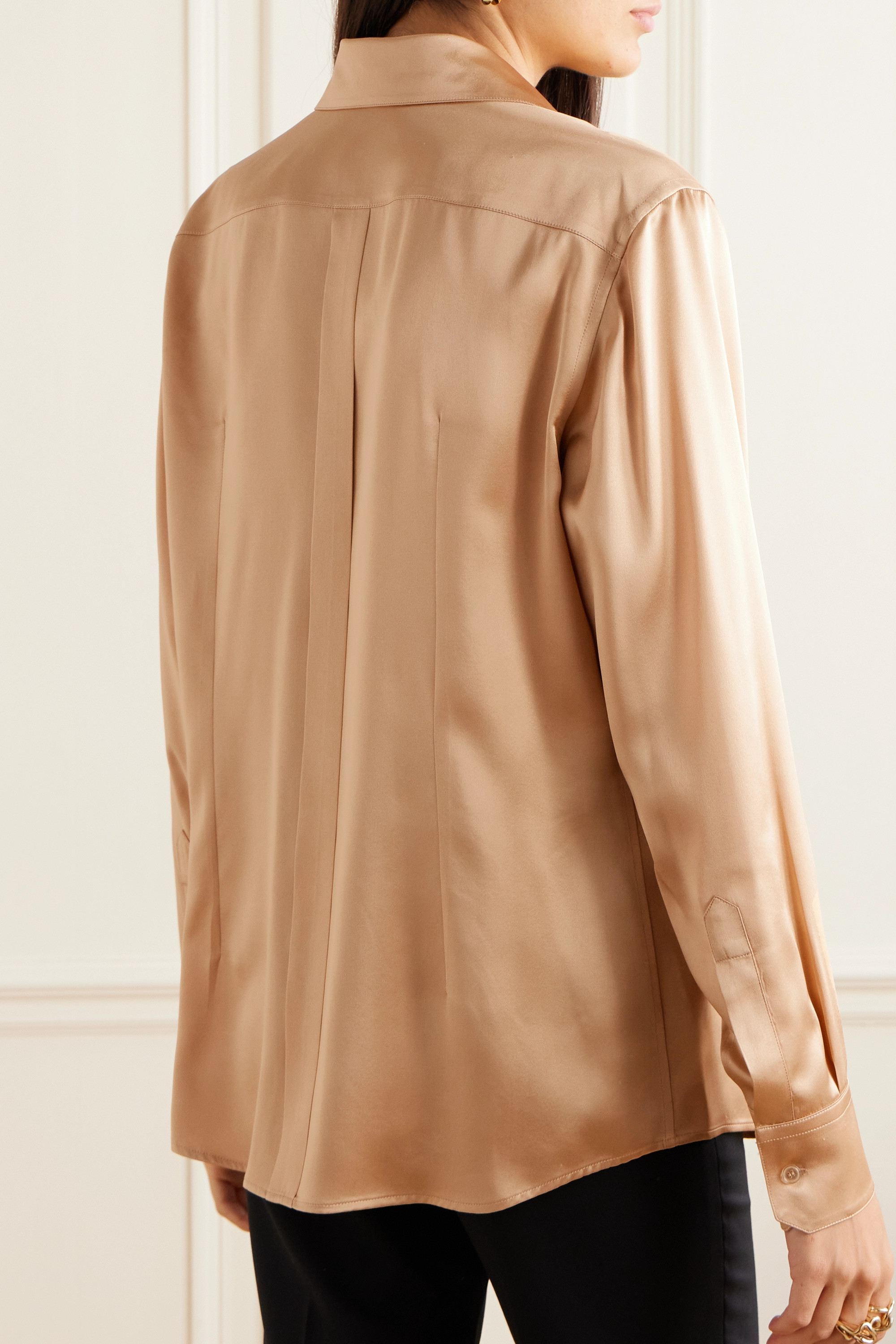 Dolce & Gabbana Satin-finish Silk Shirt In Nude