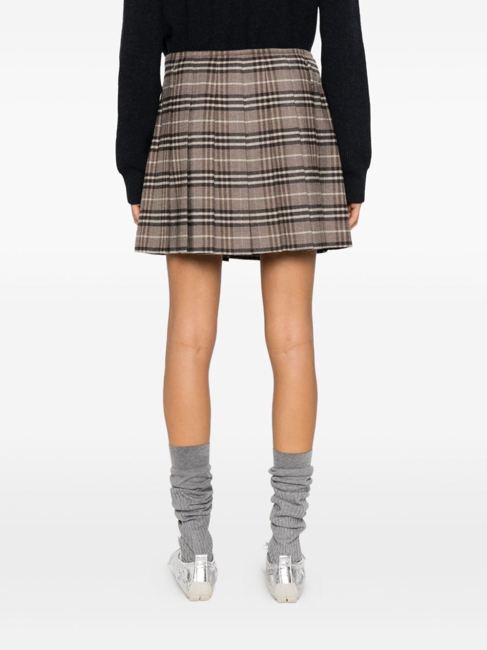 Seventy Plaid Pleated Mini Skirt In Brown