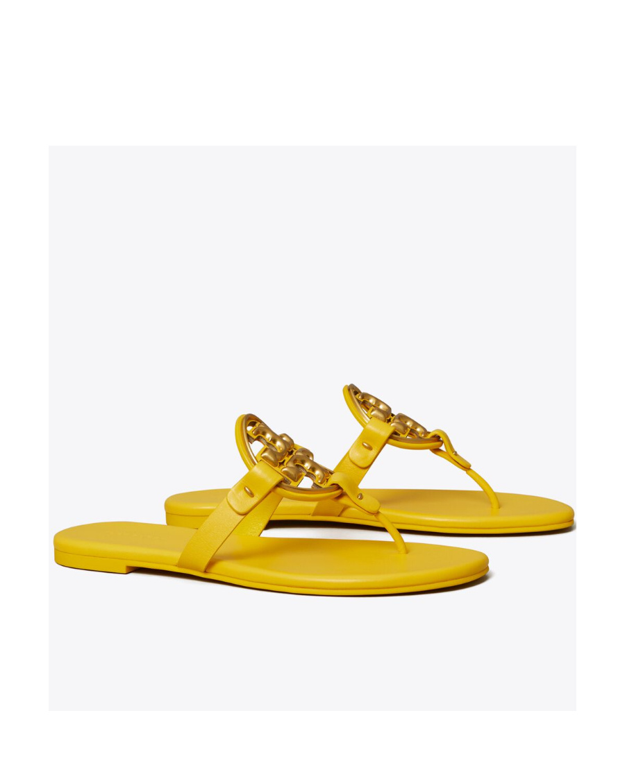 Tory Burch Logo Slippers In Yellow