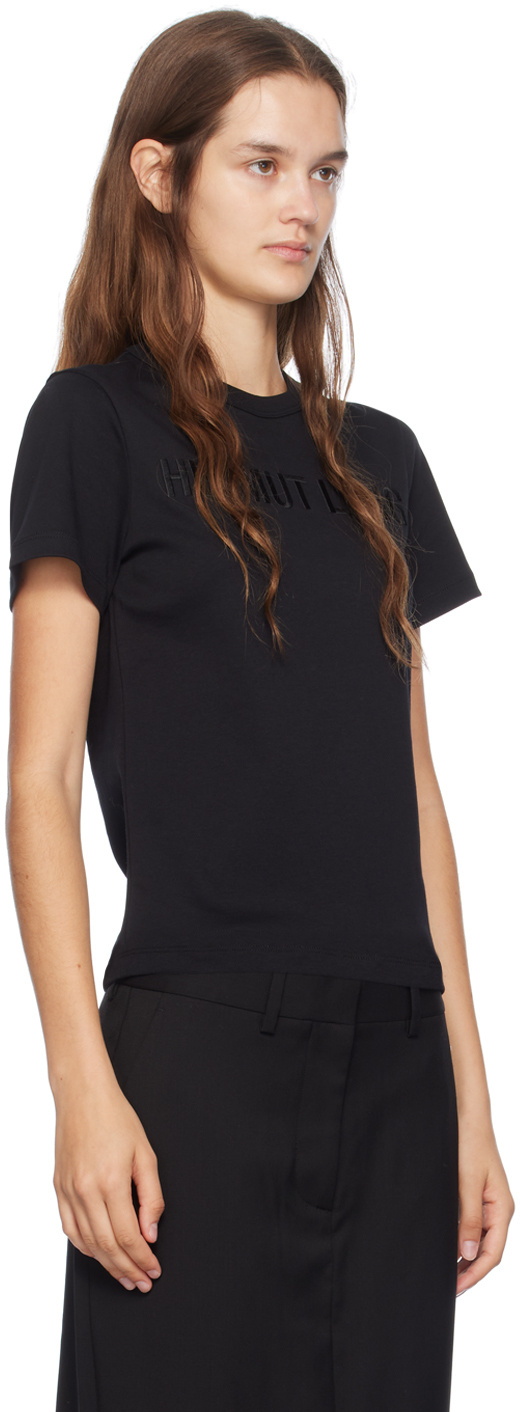 Helmut Lang Logo Embroidered Crew Neck Short Sleeve Top In Black