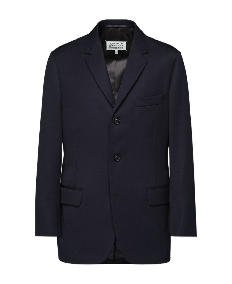 Maison Margiela Button-up Virgin Wool Blazer In Black