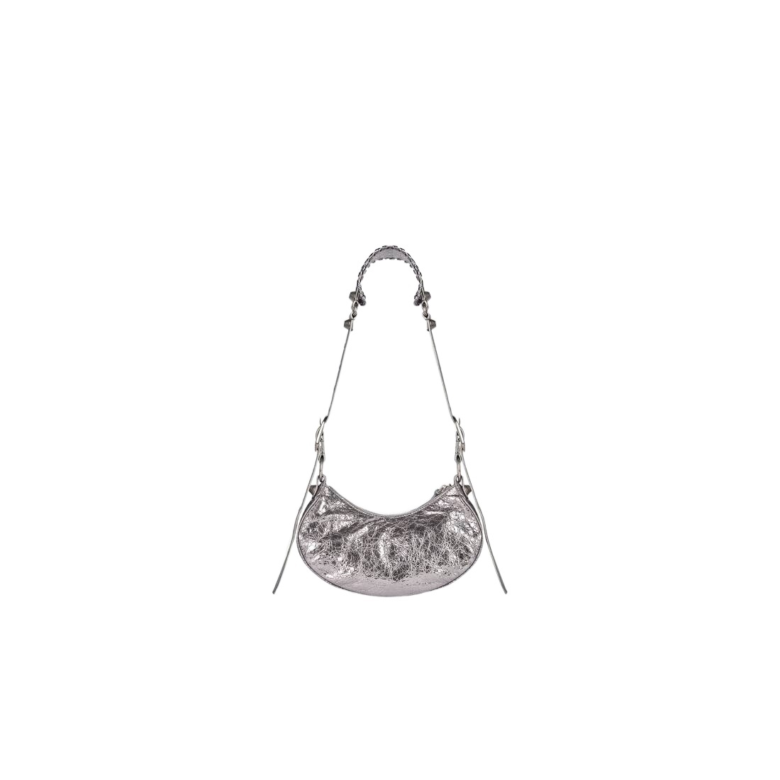 Balenciaga Green Leather Shoulder Handbag With Magnetic Closure And Metal Details In Gray