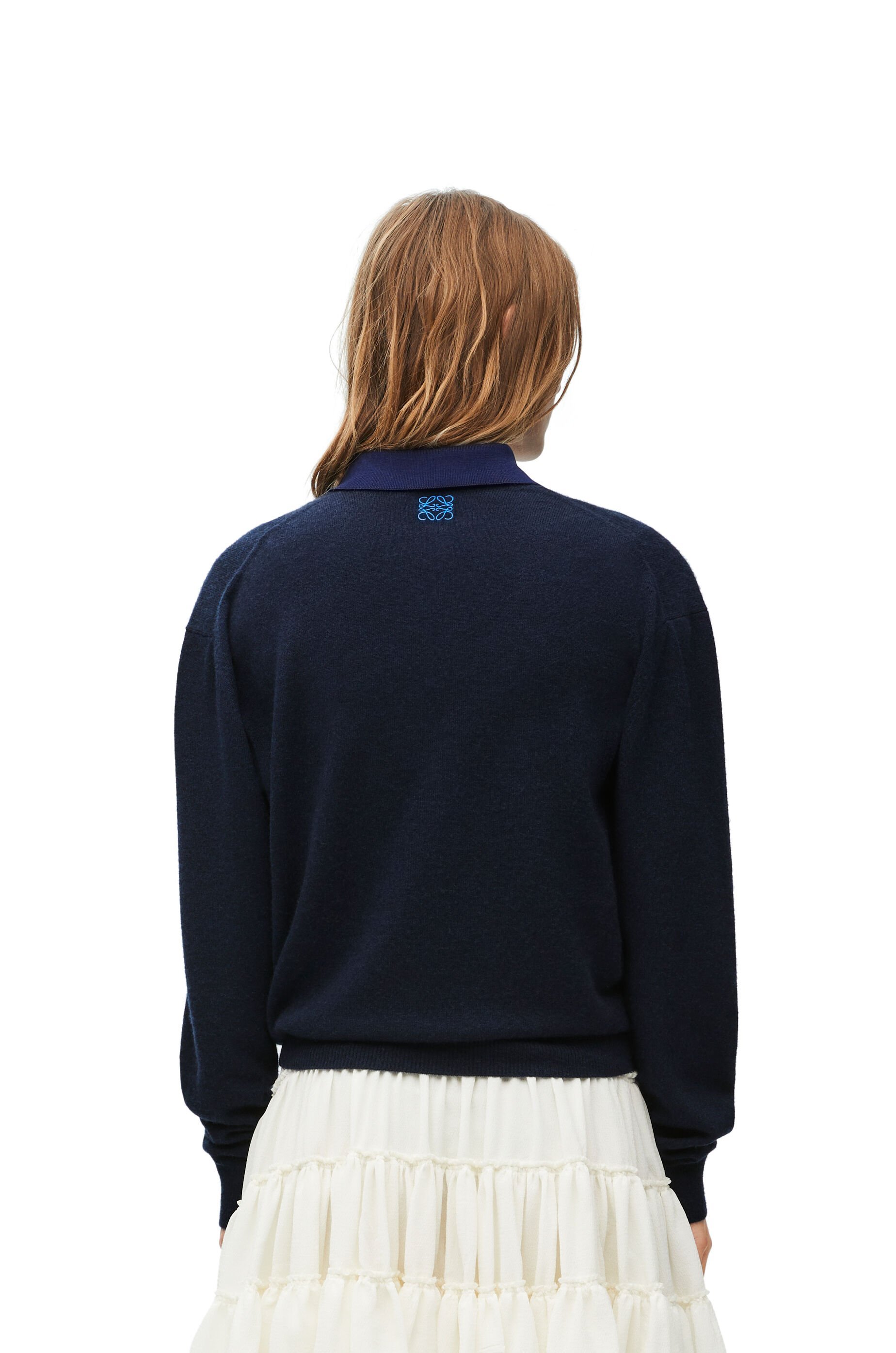 Loewe Anagram-embroidered V-neck Jumper In Blue