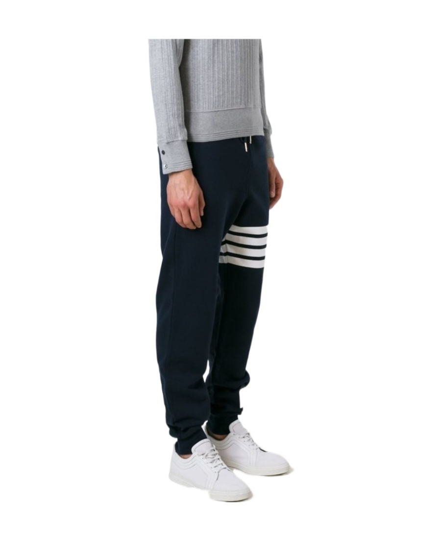 Thom Browne Tapered Striped Loopback Cotton-jersey Sweatpants In Blue