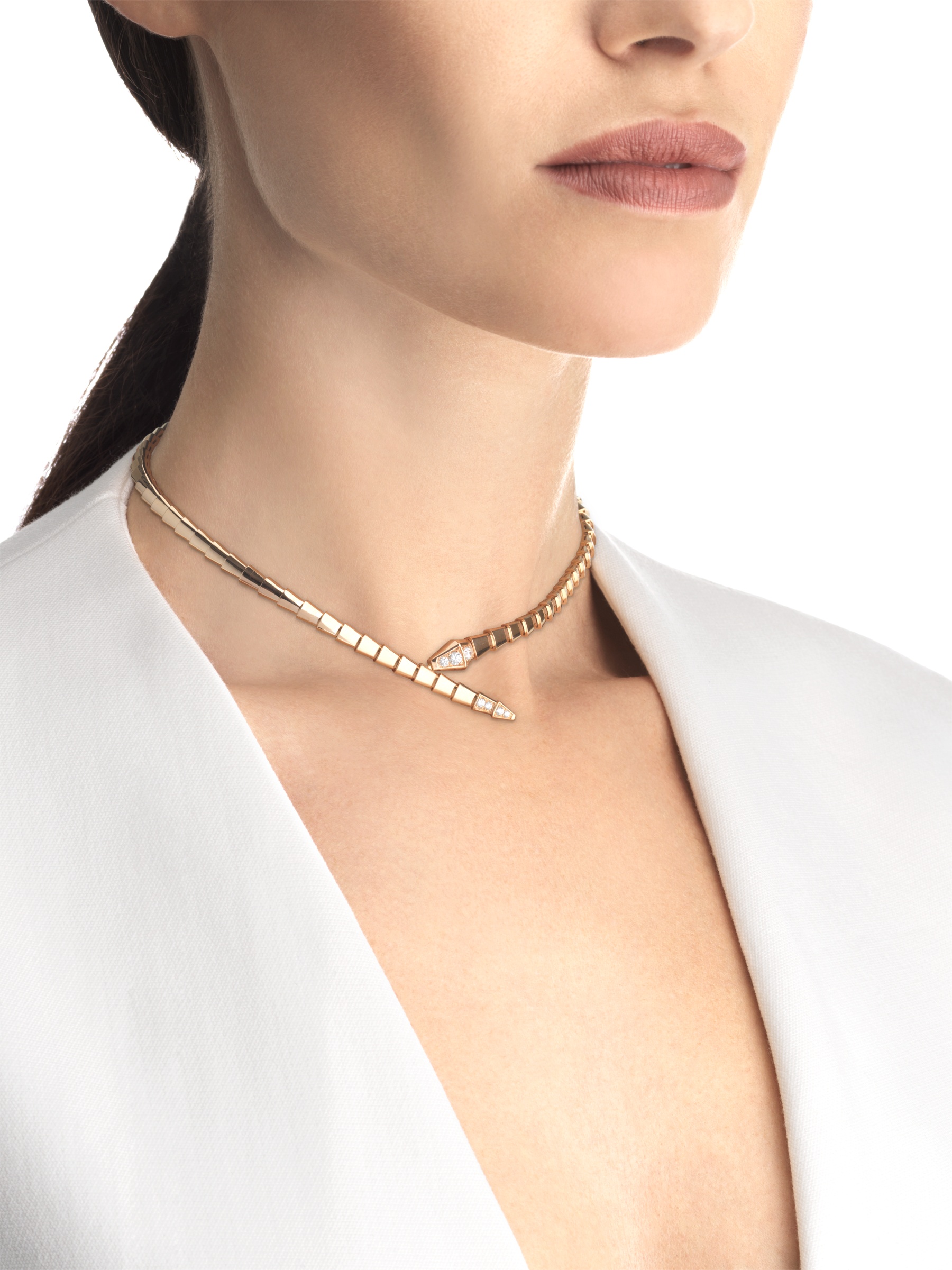 Bvlgari Womens Rose Gold Serpenti Viper 18ct Rose-gold And 0.41ct Brilliant-cut Diamond Necklace In Yellow