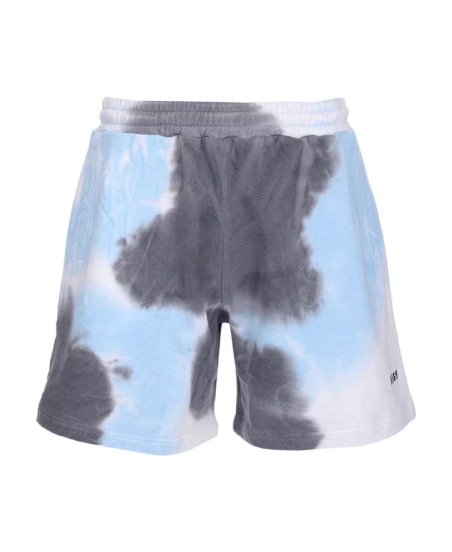 Msgm Tie-dye Print Track Shorts In Gray