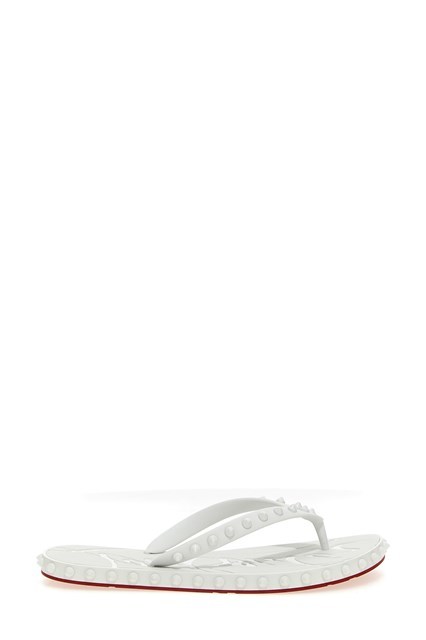 Christian Louboutin Super Loubi Flip Flops In White