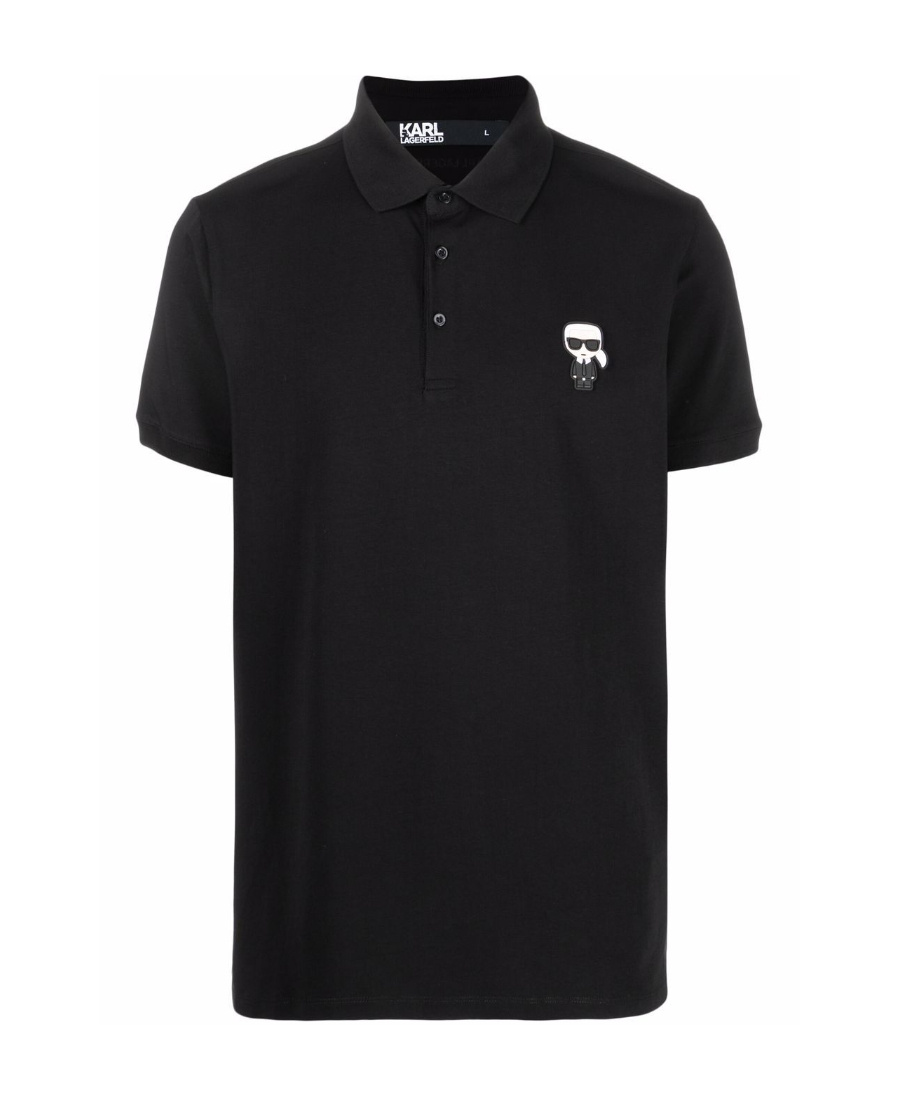 Karl Lagerfeld Logo Patch Short Sleeved Polo Shirt In Black