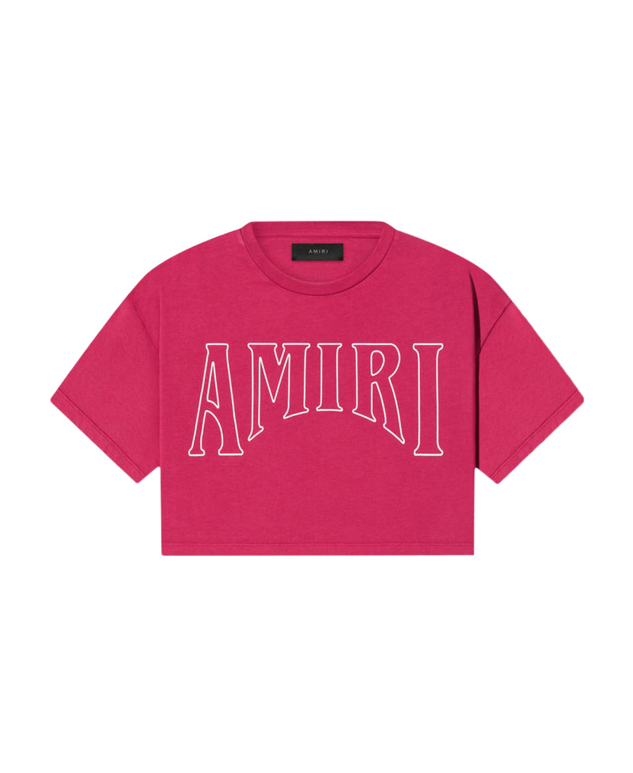 Amiri Sun Logo-print Cropped Cotton T-shirt In Pink