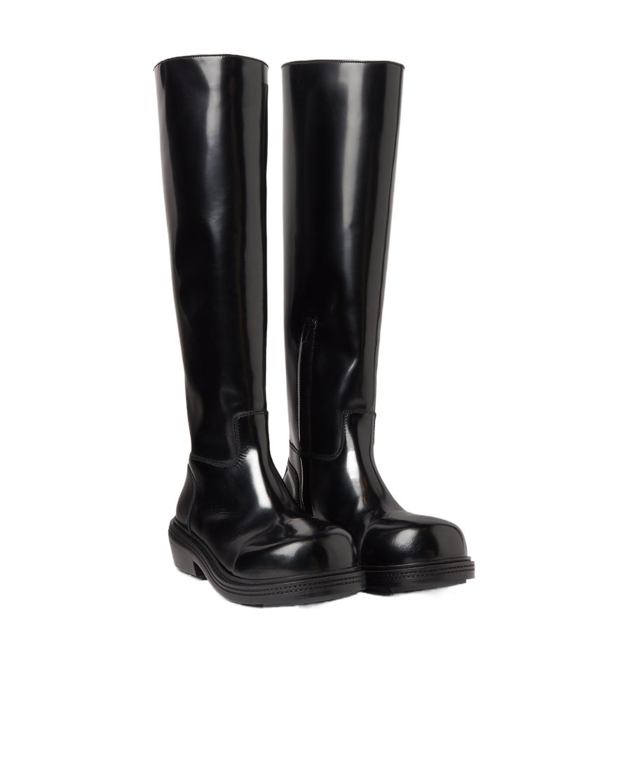Bottega Veneta Patent Leather Knee-high Boots In Black