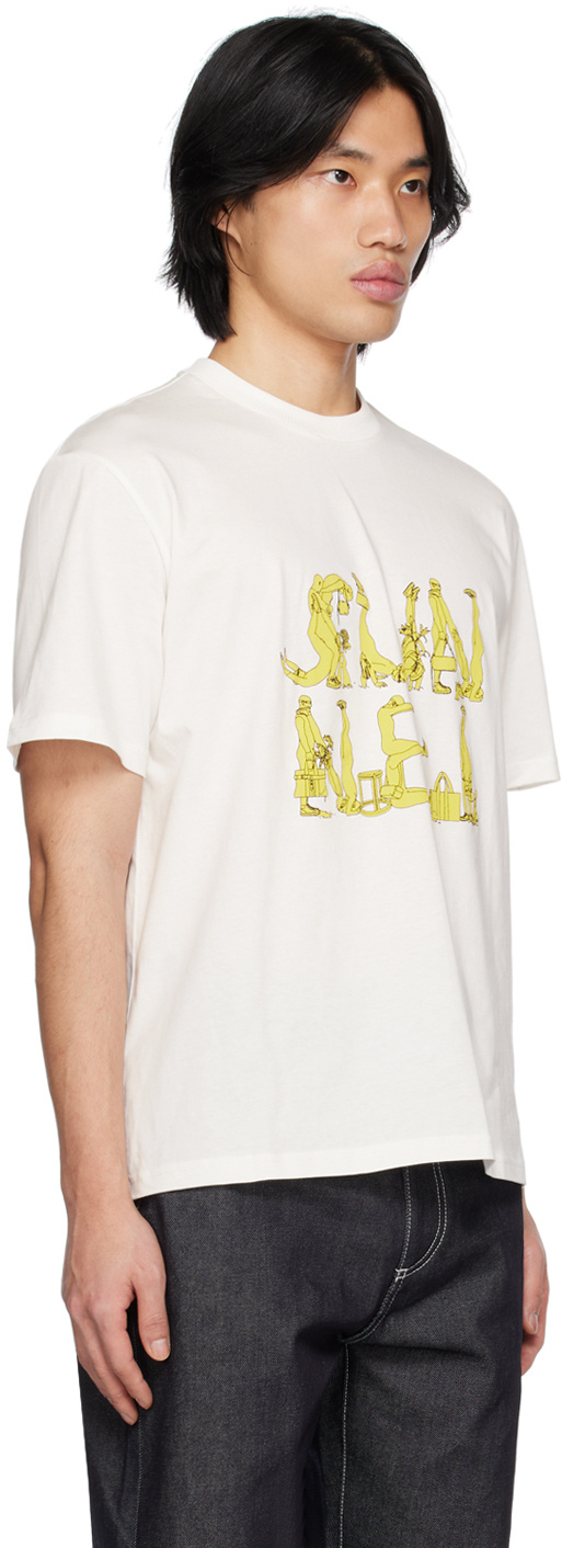 Sunnei White And Yellow Cotton T-shirt In White