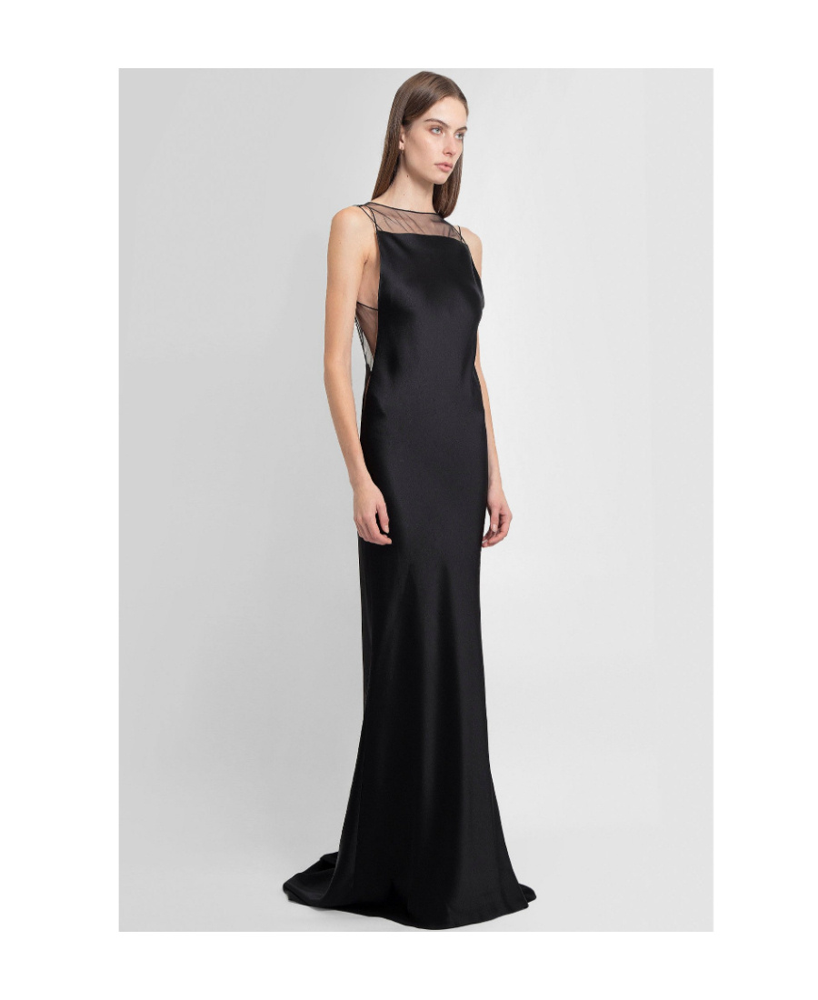 Maison Margiela Hammered Satin Gown Woman Black In Black