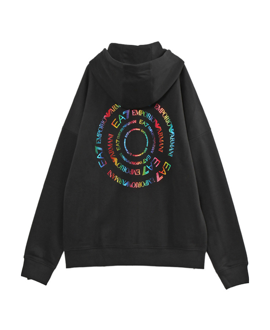 Ea7 Logo-print Drawstring Hoodie In Black