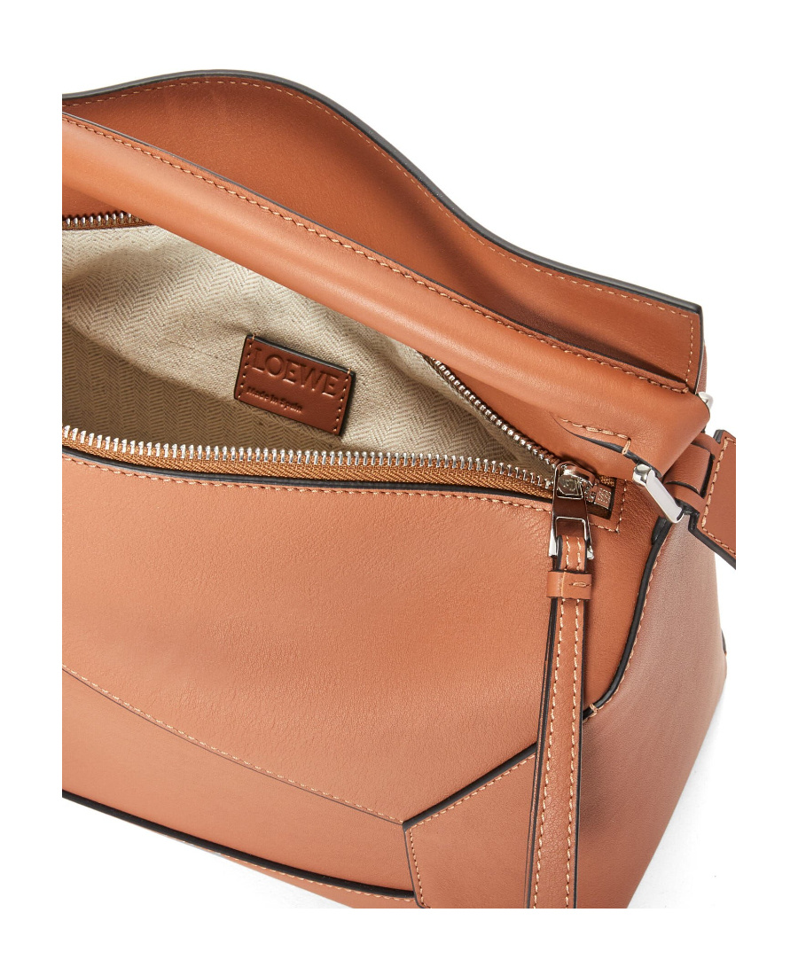 Loewe Puzzle Edge Zip-up Top Handle Bag In Brown