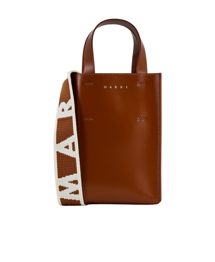 Marni Museo Nano Bag In Brown Leather In Brown