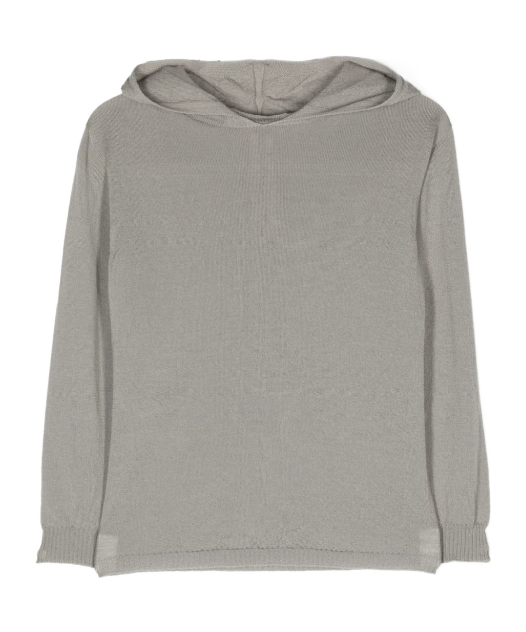 Rick Owens Fine-knit Virgin Wool Hoodie In Gray