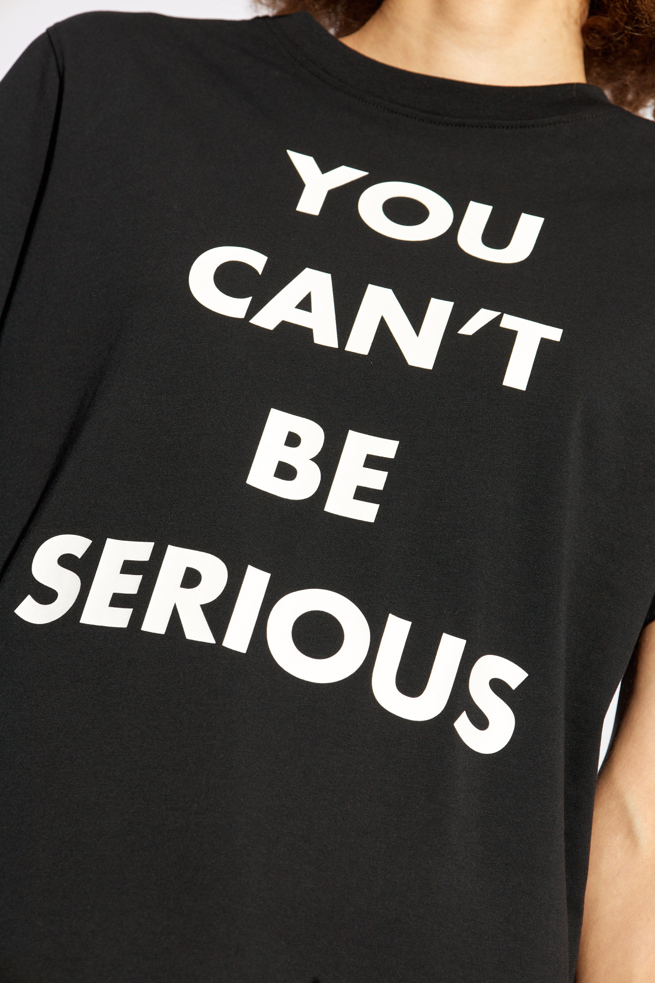 Shop Moschino Slogan Printed Crewneck T-shirt In Black