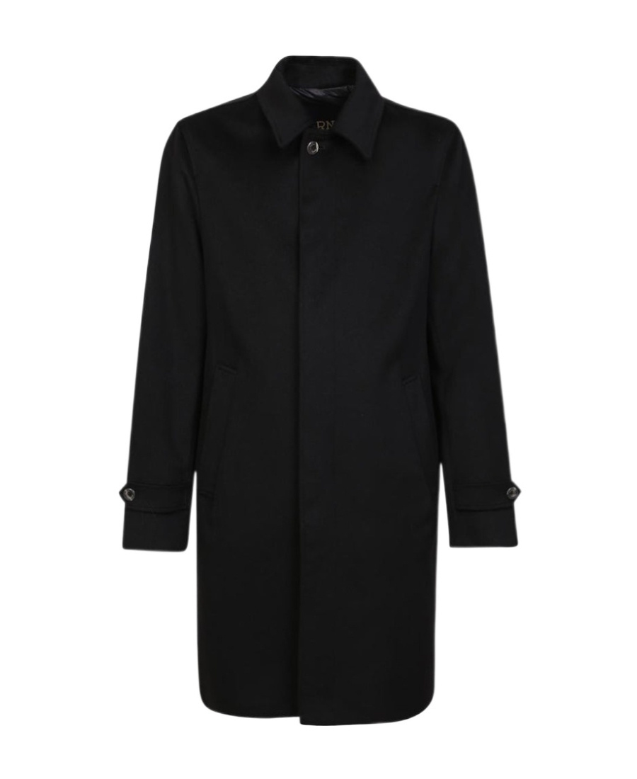 Herno Concealed Fastened Coat In Black