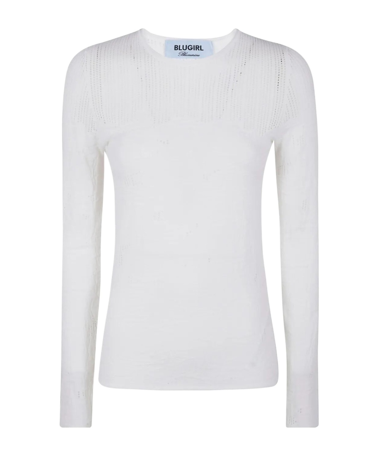 Blugirl Ecs Viscose Round Neck Sweater In White