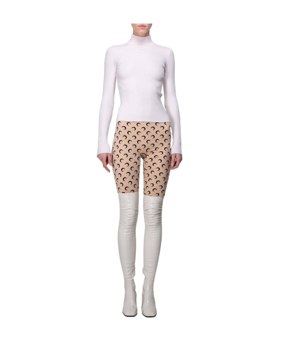 Courrèges Ribbed-knit Roll Neck Jumper In White