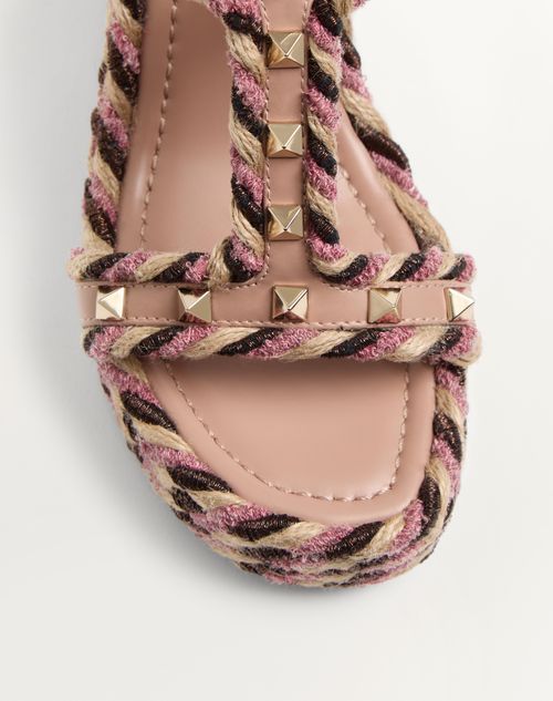 Valentino Garavani Rockstud Wedge In Calfskin 90mm Woman Rose Cannelle 41 In Multicolor