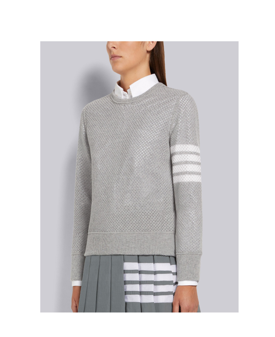 Thom Browne 4-bar Long-sleeve Cotton Jersey Ruby T-shirt In Gray