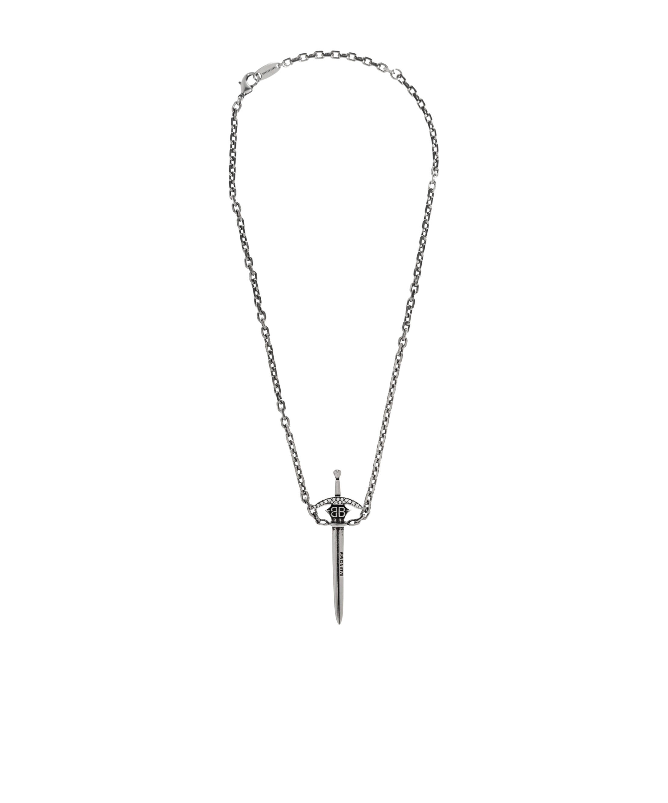 Balenciaga Necklace With A Sword-shaped Pendant In Gray