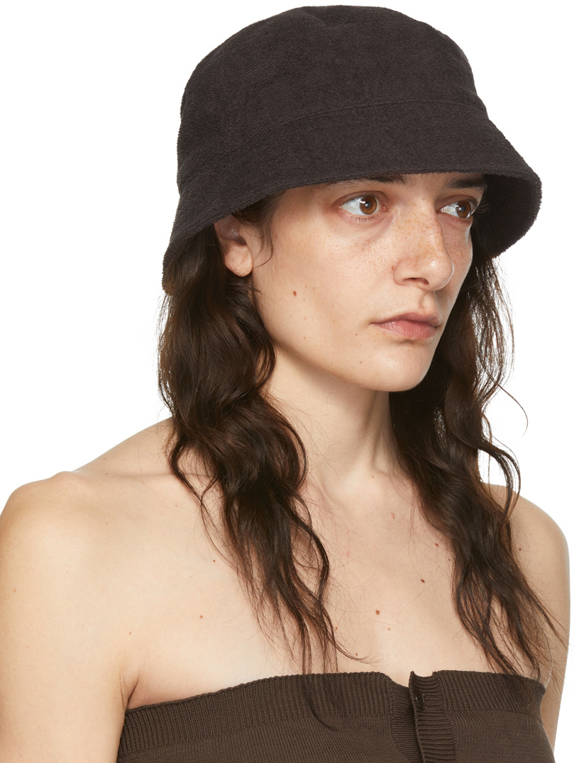 Auralee Brown Organic Cotton Terrycloth Bucket Hat In Nude