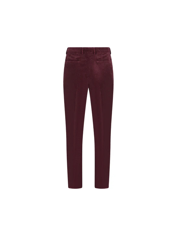 Brunello Cucinelli Garment-dyed Leisure Fit Trousers In Cotton Corduroy With Pleat Clothing In Burgundy