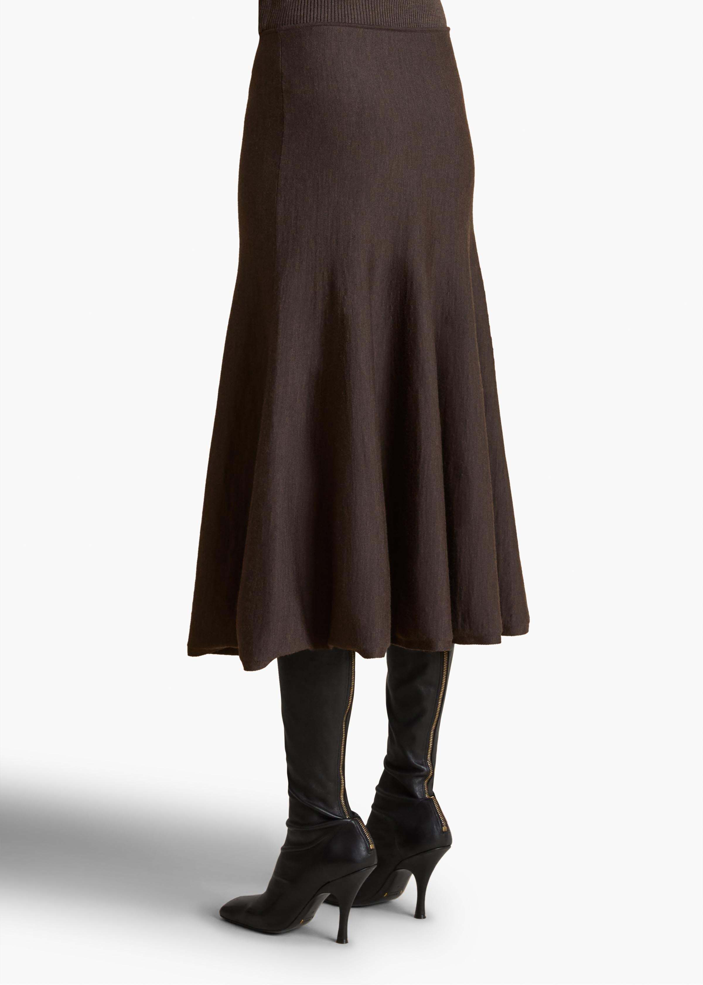 Khaite Mayu Fine Wool Blend Knit Midi Skirt In Black