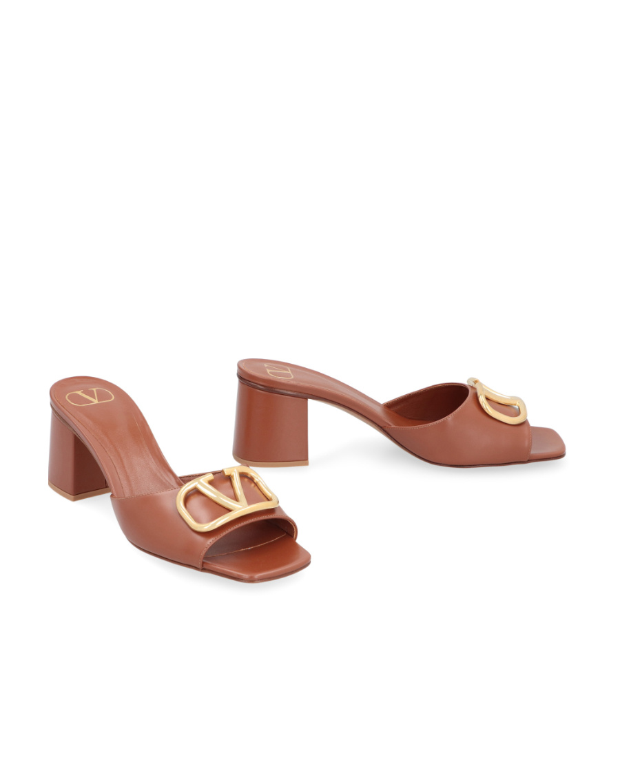 Valentino Vlogo Signature 60mm Patent Sandals In Brown
