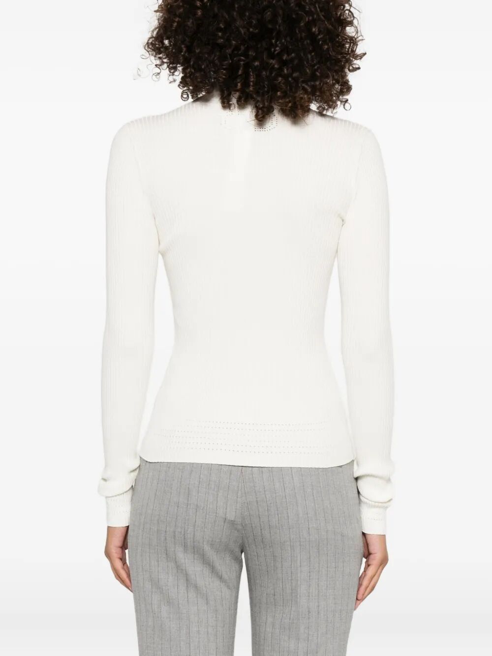 Twinset Ribbed Mock-neck Top In White