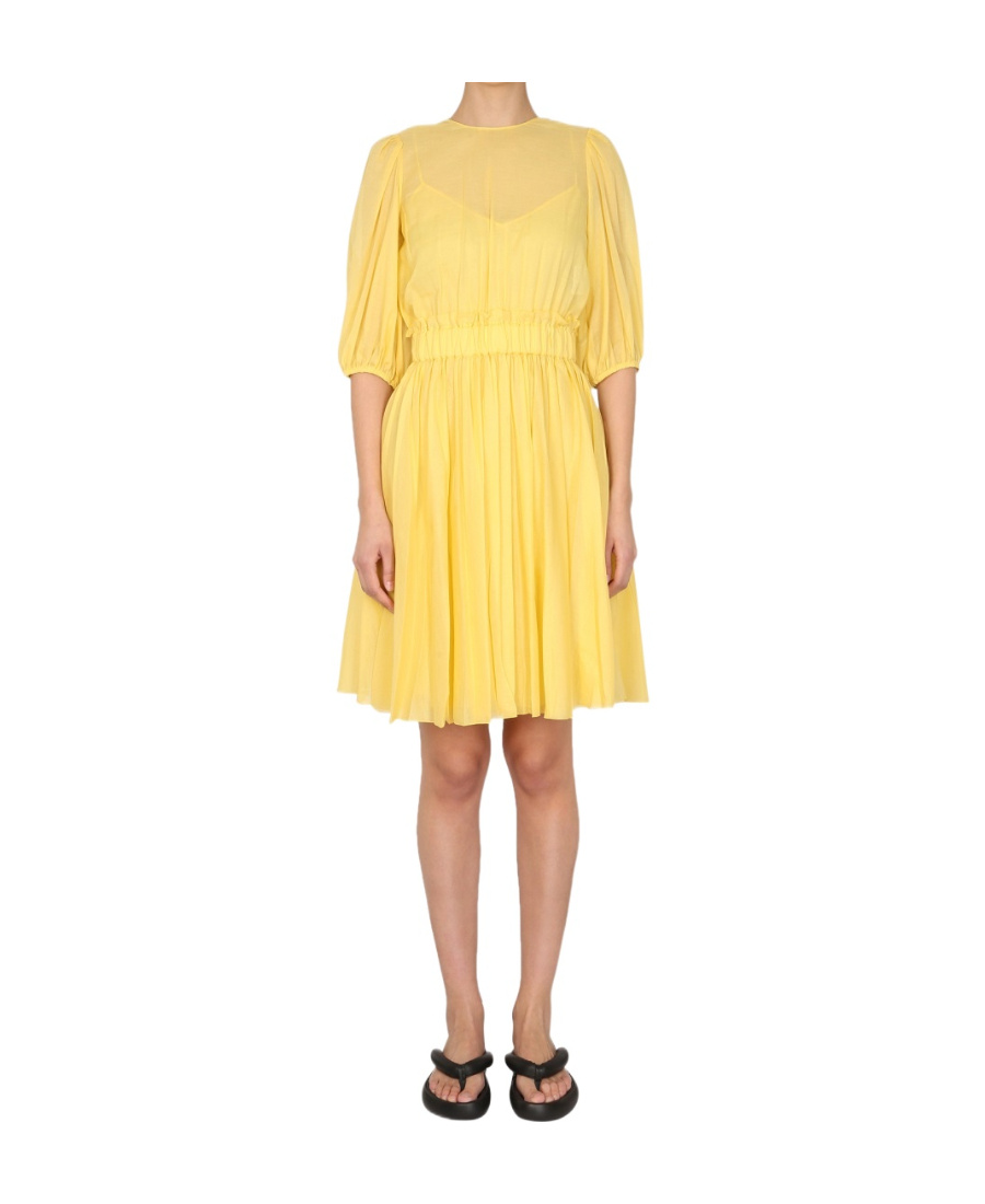 Red Valentino Redvalentino Puff-sleeved Midi Dress In Yellow