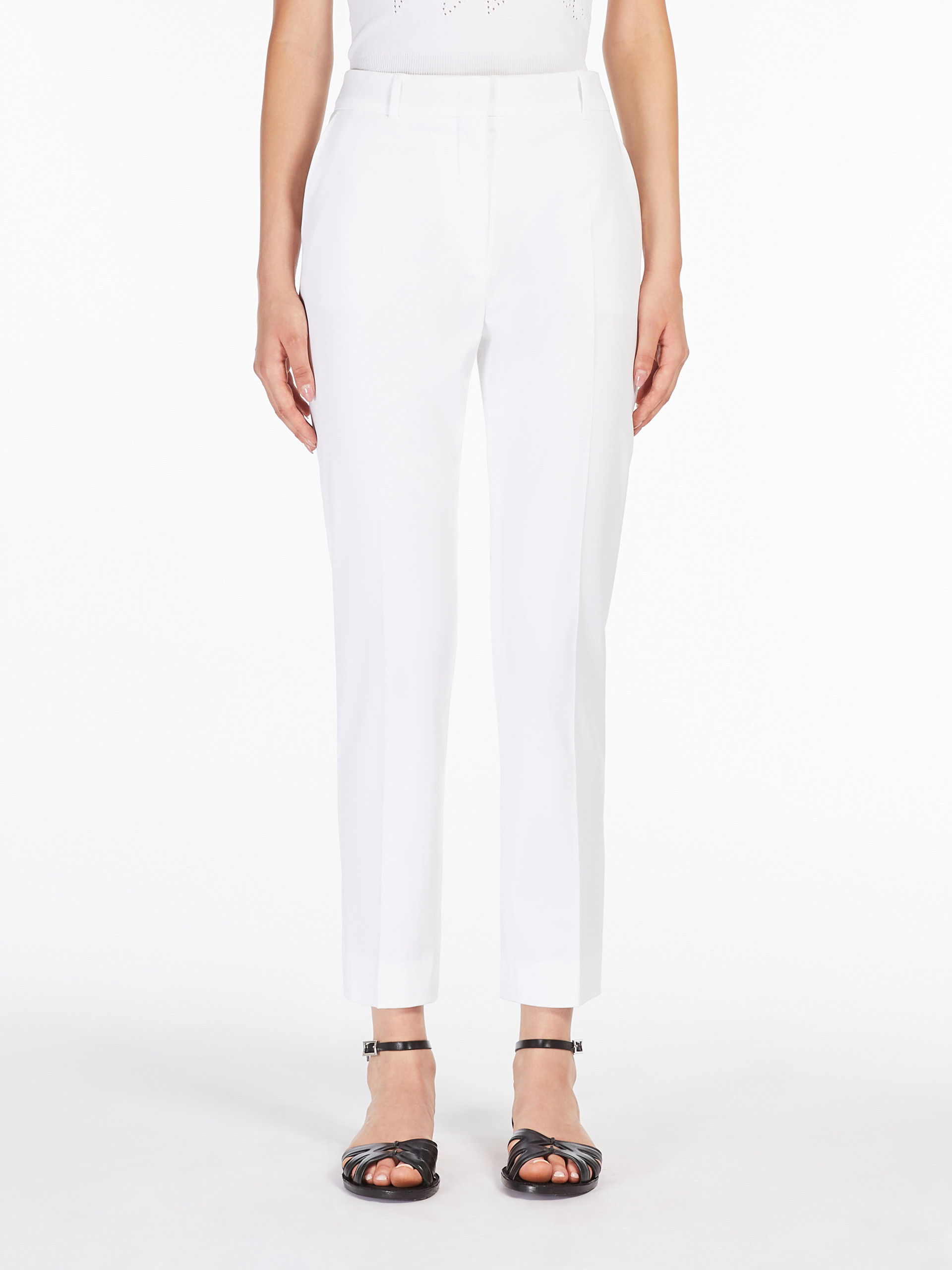 Max Mara Studio High Waist Straight Leg Trousers In White