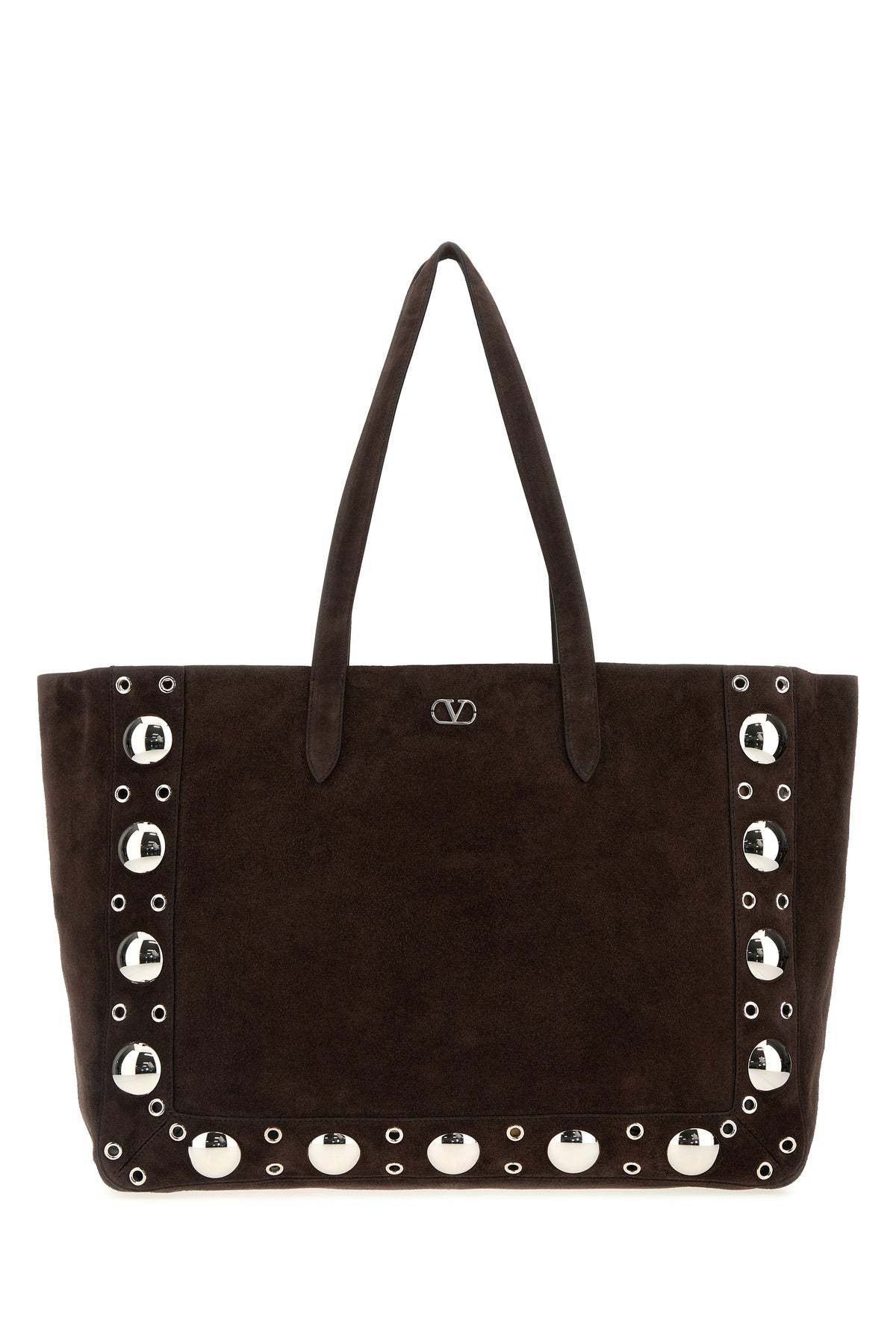 Valentino Garavani Dark Brown Suede Nellcôte Shopping Bag