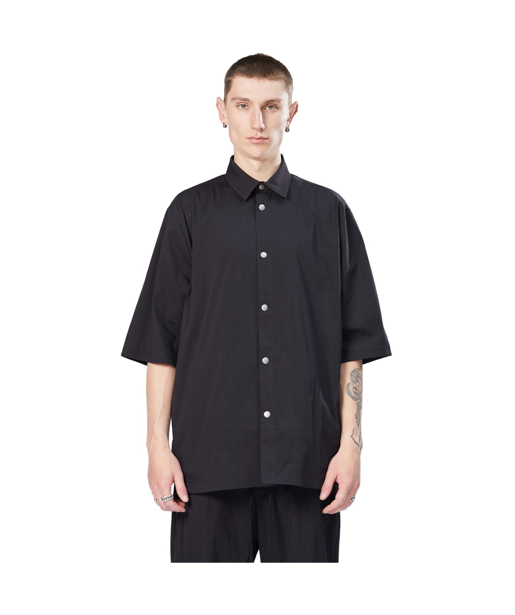 Thom Krom Short-sleeve Poplin Shirt In Black