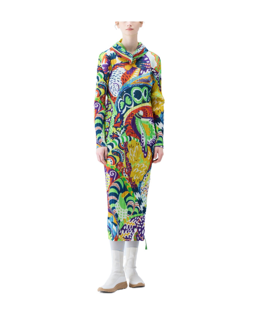 Shop Issey Miyake Snowrunner Plissé Midi Dress In Multicolor