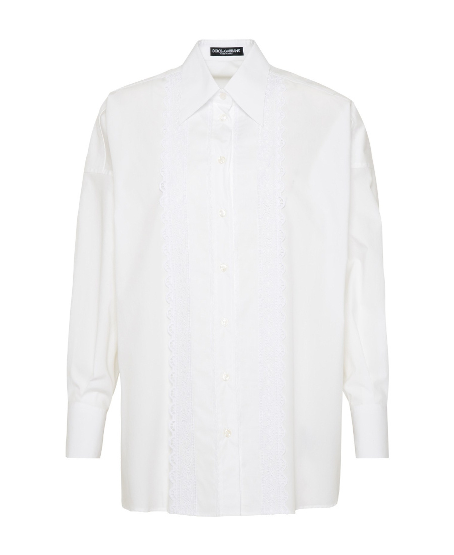 Dolce & Gabbana Lace-trim Longline Shirt In White