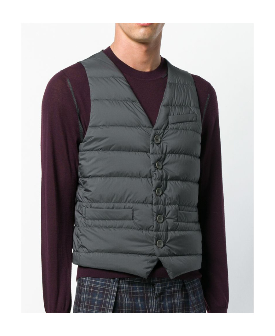 Herno Quilted Grey Waistcoat In Black