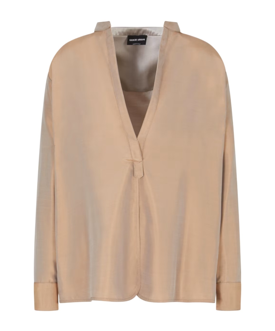 Giorgio Armani Long Sleeved Satin Shirt In Brown