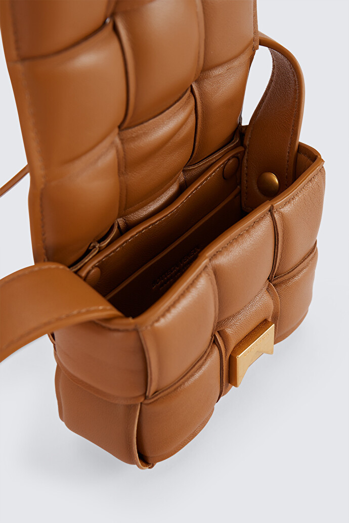 Bottega Veneta Cassette Flip Shoulder Bag In Brown