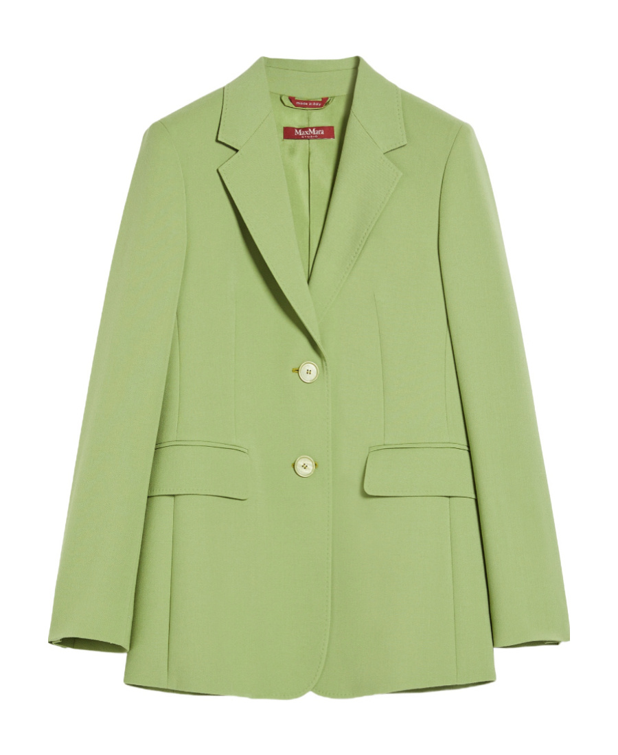 Max Mara Single-breasted Wool Blazer In Green