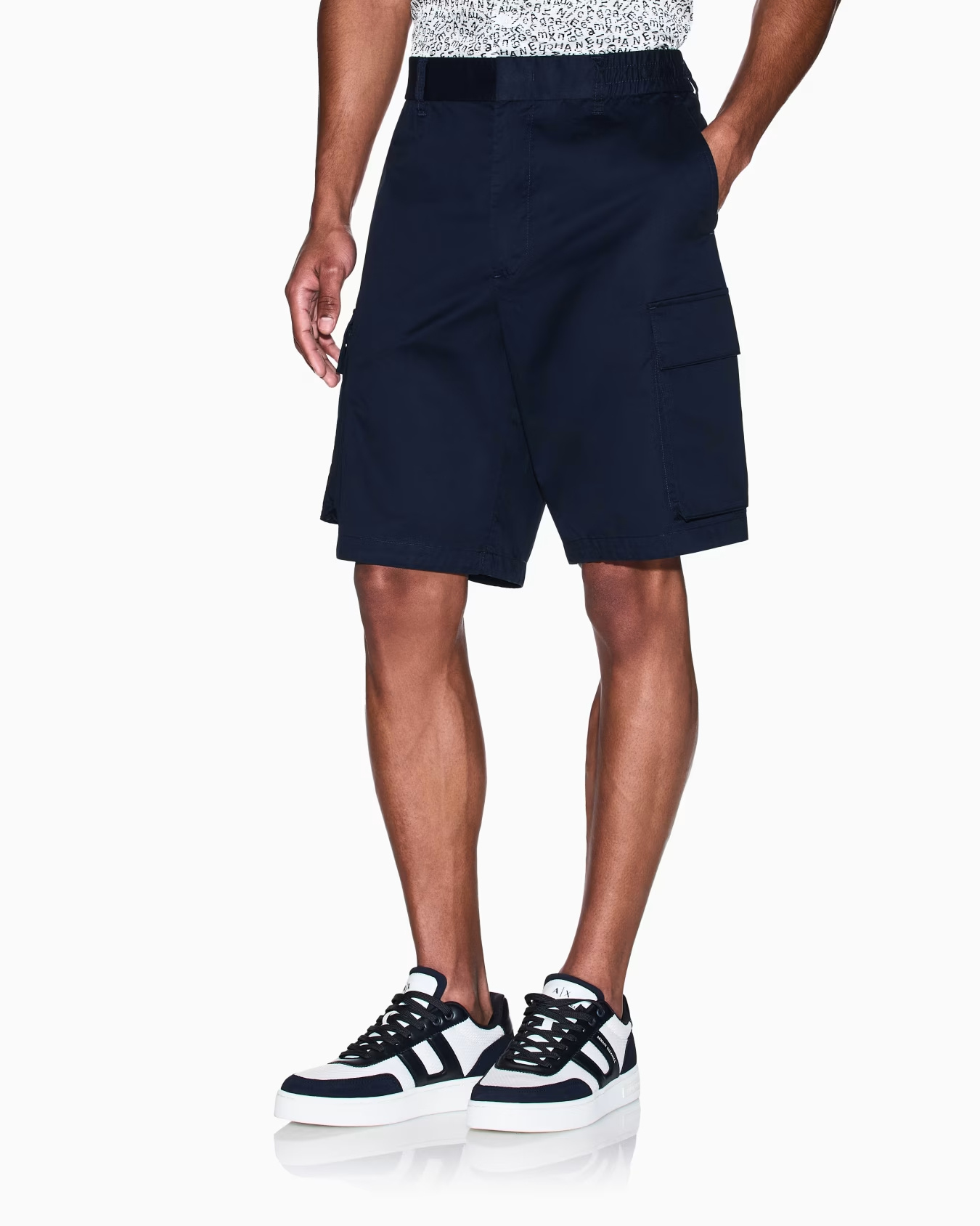 Armani Exchange Twill Cargo Bermuda Shorts In Blue