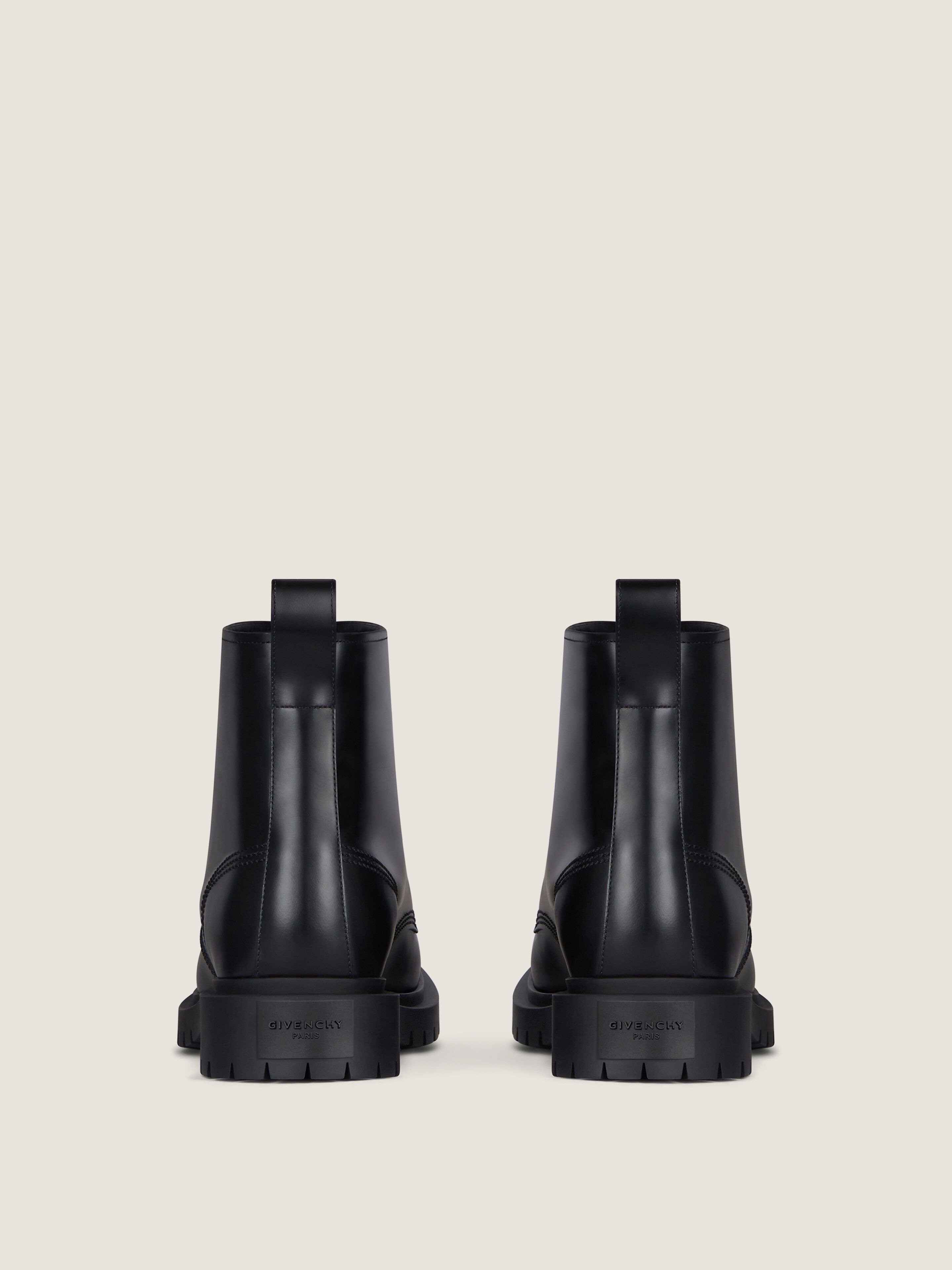 Givenchy Chunky Sole Leather Ankle Boots With Pull Tab In Black