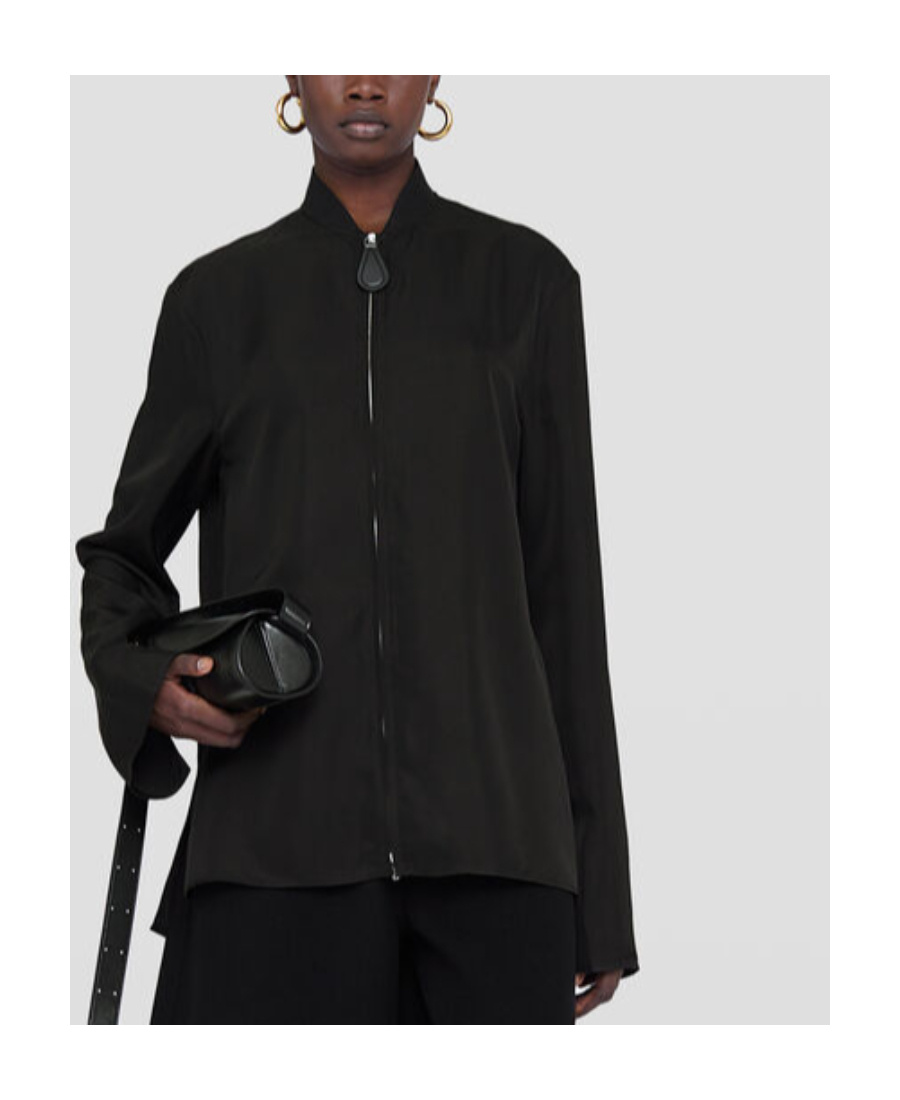 Jil Sander Zip-up Twill Shirt In Black