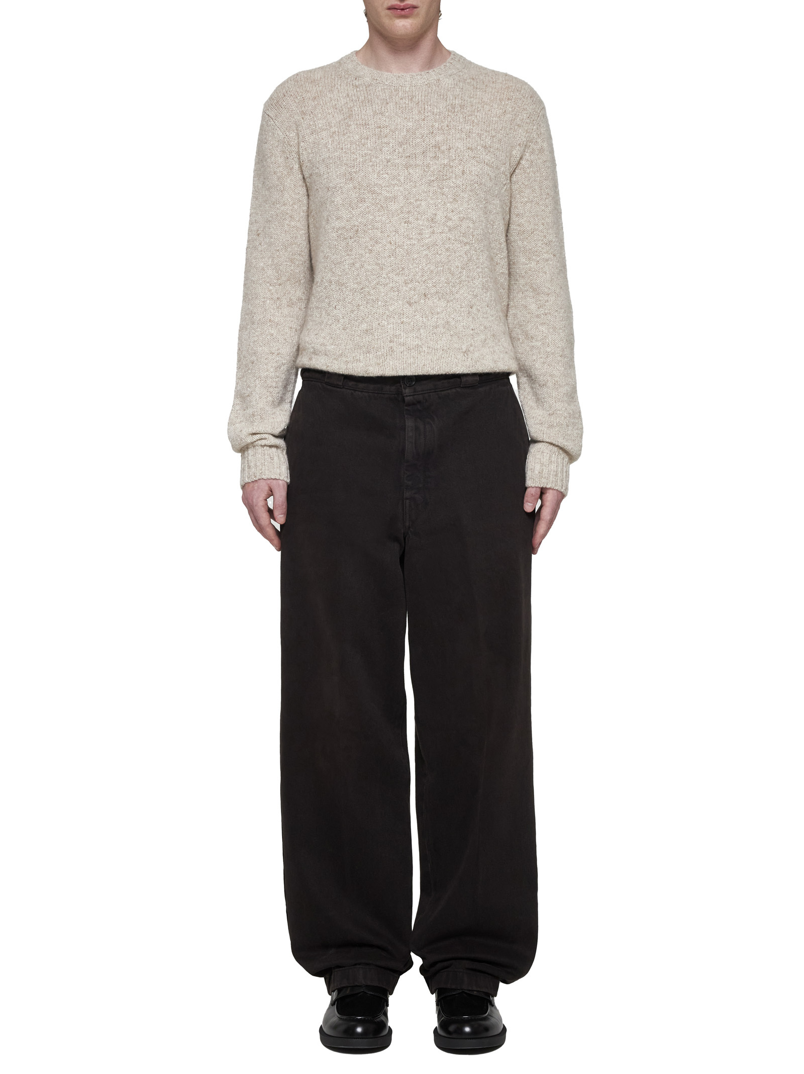 Prada Elbow Patch Cashmere Sweater In Nude